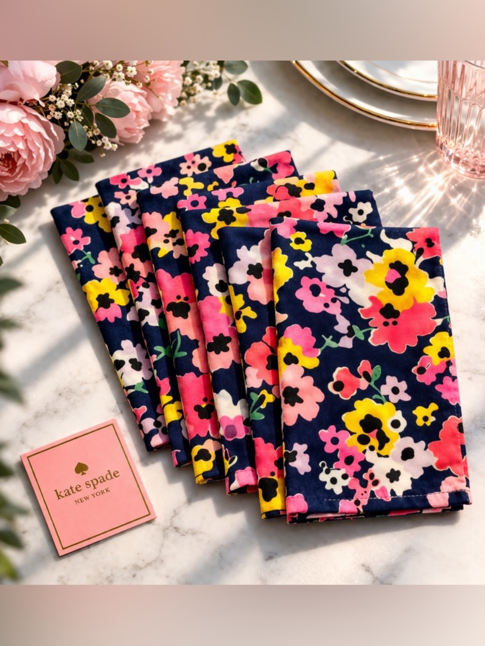 Kate Spade Wildflower Napkin Set of 6 Floral Table Linens